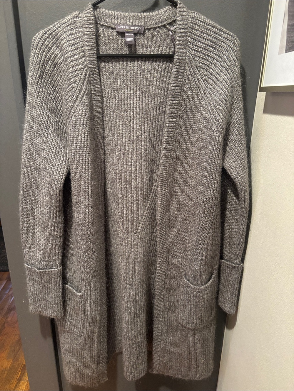 A Pea in the Pod Gray Ribbed Open-Front Cardigan